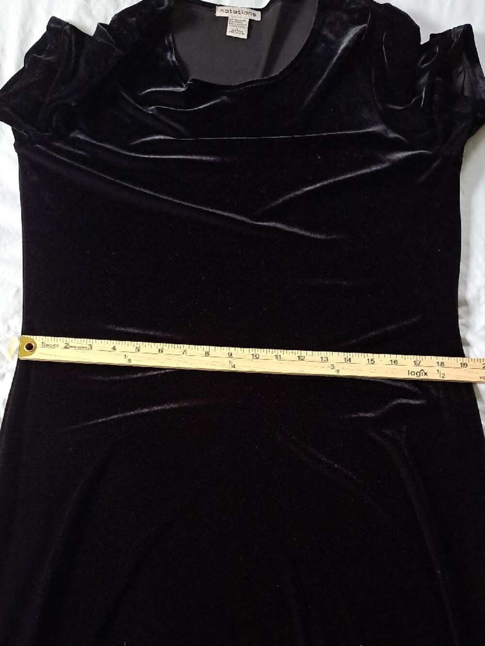 Vtg Notations Black Velvet Short Sleeve Maxi Dress Whimsigoth 90s Alt - Size L - Picture 4 of 7
